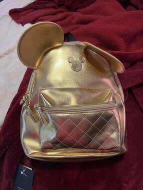 Bioworld Disney Mickey Mouse Metallic Gold Mini Backpack